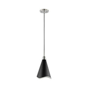 Nuvo Lighting Tango 8in 1-Light Small Pendant | Mid-Century Modern Matte Black and Polished Nickel | Kitchen Island & Hallway | 8 x 8 x 16 | Model 60-7472