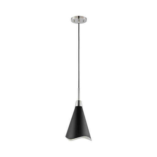 Nuvo Lighting Tango 8in 1-Light Small Pendant | Mid-Century Modern Matte Black and Polished Nickel | Kitchen Island & Hallway | 8 x 8 x 16 | Model 60-7472