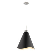 Nuvo Lighting Tango 8in 1-Light Small Pendant | Mid-Century Modern Matte Black and Polished Nickel | Kitchen Island & Hallway | 8 x 8 x 16 | Model 60-7472