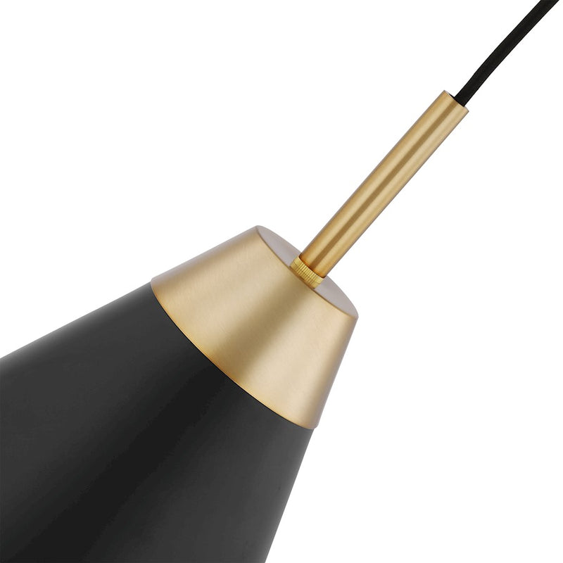Nuvo Lighting Tango 12in 1-Light Medium Pendant | Mid-Century Modern Matte Black and Burnished Brass | Kitchen Island & Dining Room | 12 x | Model 60-7473