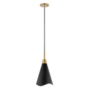 Nuvo Lighting Tango 15in 1-Light Pendant | Mid-Century Matte Black Metal and Burnished Brass Accents | Kitchen Island & Dining Room | 15 x | Model 60-7476