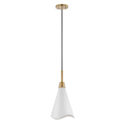 Nuvo Lighting Tango 15in 1-Light Pendant | Mid-Century Matte White and Burnished Brass | Kitchen Island & Dining Room | 15 x 15 x 20 in | Model 60-7477