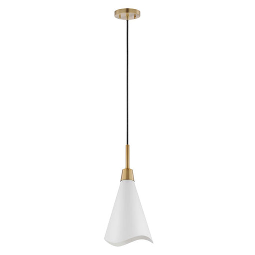 Nuvo Lighting Tango 15in 1-Light Pendant | Mid-Century Matte White and Burnished Brass | Kitchen Island & Dining Room | 15 x 15 x 20 in | Model 60-7477