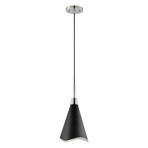 Nuvo Lighting Tango 15in 1-Light Large Pendant | Mid-Century Modern Matte Black and Polished Nickel | Kitchen Island & Dining Room | 15 x | Model 60-7478