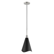 Nuvo Lighting Tango 15in 1-Light Large Pendant | Mid-Century Modern Matte Black and Polished Nickel | Kitchen Island & Dining Room | 15 x | Model 60-7478