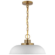 Nuvo Lighting Colony 15in 1-Light Small Pendant | Mid-Century Modern Matte White and Burnished Brass | Kitchen Island & Dining Room | 15 x | Model 60-7480