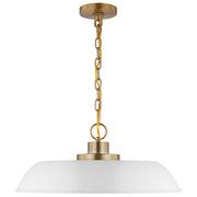 Nuvo Lighting Colony 20in 1-Light Medium Pendant | Mid-Century Modern Matte White and Burnished Brass | Kitchen Island & Dining Room | 20 | Model 60-7483