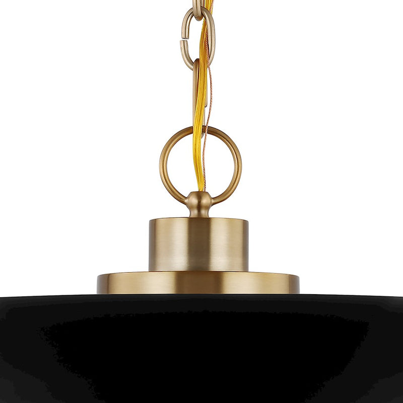 Nuvo Lighting Colony 20in 1-Light Medium Pendant | Mid-Century Modern Matte Black and Burnished Brass Metal | Kitchen Island & Dining Room | Model 60-7484