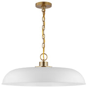 Nuvo Lighting Colony 24in 1-Light Large Pendant | Mid-Century Modern Matte White and Burnished Brass | Kitchen Island & Dining Room | 24 x | Model 60-7486