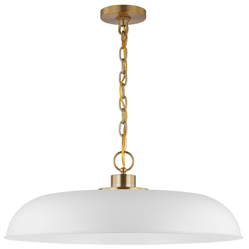 Nuvo Lighting Colony 24in 1-Light Large Pendant | Mid-Century Modern Matte White and Burnished Brass | Kitchen Island & Dining Room | 24 x | Model 60-7486