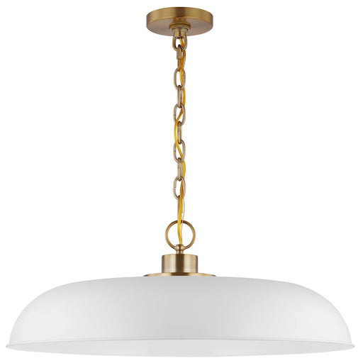 Nuvo Lighting Colony 24in 1-Light Large Pendant | Mid-Century Modern Matte White and Burnished Brass | Kitchen Island & Dining Room | 24 x | Model 60-7486