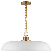 Nuvo Lighting Colony 24in 1-Light Large Pendant | Mid-Century Modern Matte White and Burnished Brass | Kitchen Island & Dining Room | 24 x | Model 60-7486