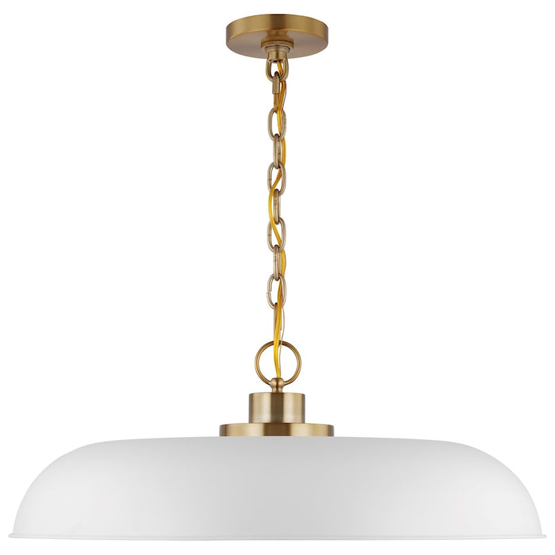 Nuvo Lighting Colony 24in 1-Light Large Pendant | Mid-Century Modern Matte White and Burnished Brass | Kitchen Island & Dining Room | 24 x | Model 60-7486