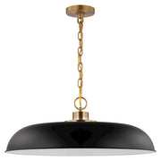 Nuvo Lighting Colony 24in 1-Light Large Pendant | Mid-Century Modern Matte Black and Burnished Brass | Kitchen Island & Dining Room | 24 x | Model 60-7487