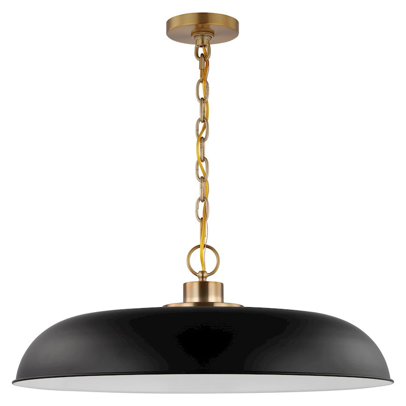 Nuvo Lighting Colony 24in 1-Light Large Pendant | Mid-Century Modern Matte Black and Burnished Brass | Kitchen Island & Dining Room | 24 x | Model 60-7487