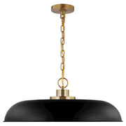 Nuvo Lighting Colony 24in 1-Light Large Pendant | Mid-Century Modern Matte Black and Burnished Brass | Kitchen Island & Dining Room | 24 x | Model 60-7487