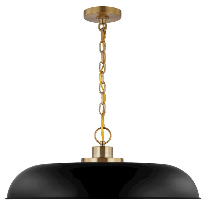Nuvo Lighting Colony 24in 1-Light Large Pendant | Mid-Century Modern Matte Black and Burnished Brass | Kitchen Island & Dining Room | 24 x | Model 60-7487