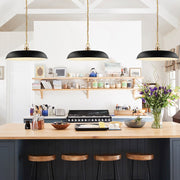 Nuvo Lighting Colony 24in 1-Light Large Pendant | Mid-Century Modern Matte Black and Burnished Brass | Kitchen Island & Dining Room | 24 x | Model 60-7487