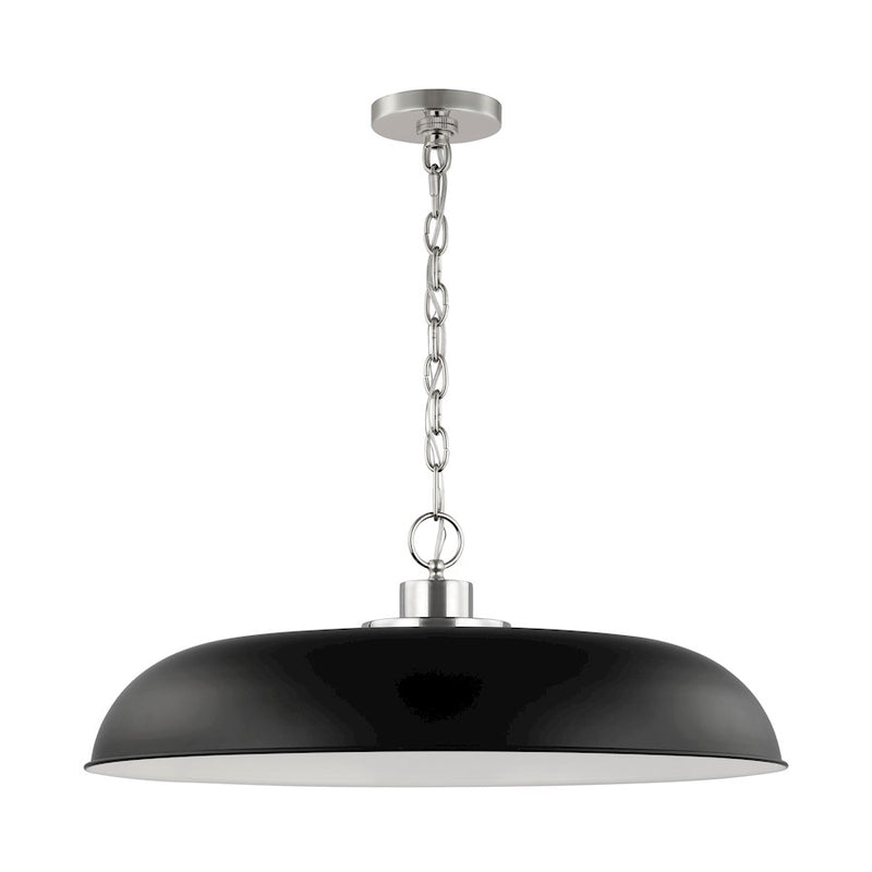Nuvo Lighting Colony 24in 1-Light Pendant | Mid-Century Modern Matte Black and Polished Nickel | Kitchen Island & Dining Room | 24 x 24 x | Model 60-7488