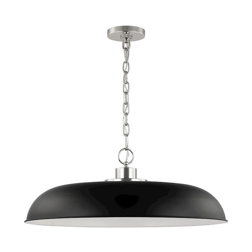Nuvo Lighting Colony 24in 1-Light Pendant | Mid-Century Modern Matte Black and Polished Nickel | Kitchen Island & Dining Room | 24 x 24 x | Model 60-7488