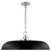 Nuvo Lighting Colony 24in 1-Light Pendant | Mid-Century Modern Matte Black and Polished Nickel | Kitchen Island & Dining Room | 24 x 24 x | Model 60-7488