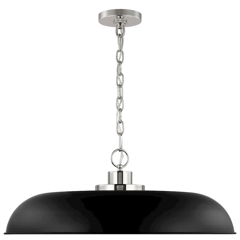 Nuvo Lighting Colony 24in 1-Light Pendant | Mid-Century Modern Matte Black and Polished Nickel | Kitchen Island & Dining Room | 24 x 24 x | Model 60-7488