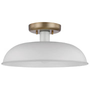 Nuvo Lighting Colony 15in 1-Light Flush Mount | Mid-Century Modern Matte White and Burnished Brass | Entryway & Hallway | 15 x 15 x 7 in | Model 60-7490
