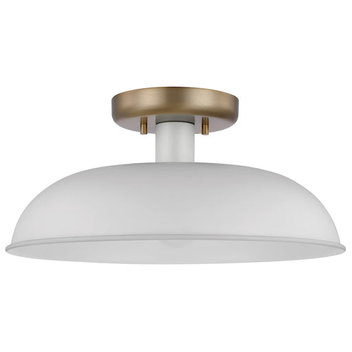 Nuvo Lighting Colony 15in 1-Light Flush Mount | Mid-Century Modern Matte White and Burnished Brass | Entryway & Hallway | 15 x 15 x 7 in | Model 60-7490