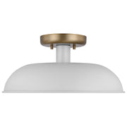 Nuvo Lighting Colony 15in 1-Light Flush Mount | Mid-Century Modern Matte White and Burnished Brass | Entryway & Hallway | 15 x 15 x 7 in | Model 60-7490
