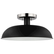 Nuvo Lighting Colony 15in 1-Light Flush Mount | Mid-Century Modern Matte Black and Polished Nickel | Hallway & Bedroom Entryway | 15 x 15 | Model 60-7492