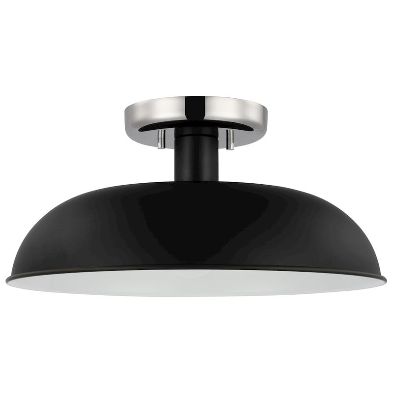 Nuvo Lighting Colony 15in 1-Light Flush Mount | Mid-Century Modern Matte Black and Polished Nickel | Hallway & Bedroom Entryway | 15 x 15 | Model 60-7492