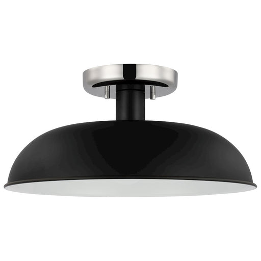 Nuvo Lighting Colony 15in 1-Light Flush Mount | Mid-Century Modern Matte Black and Polished Nickel | Hallway & Bedroom Entryway | 15 x 15 | Model 60-7492