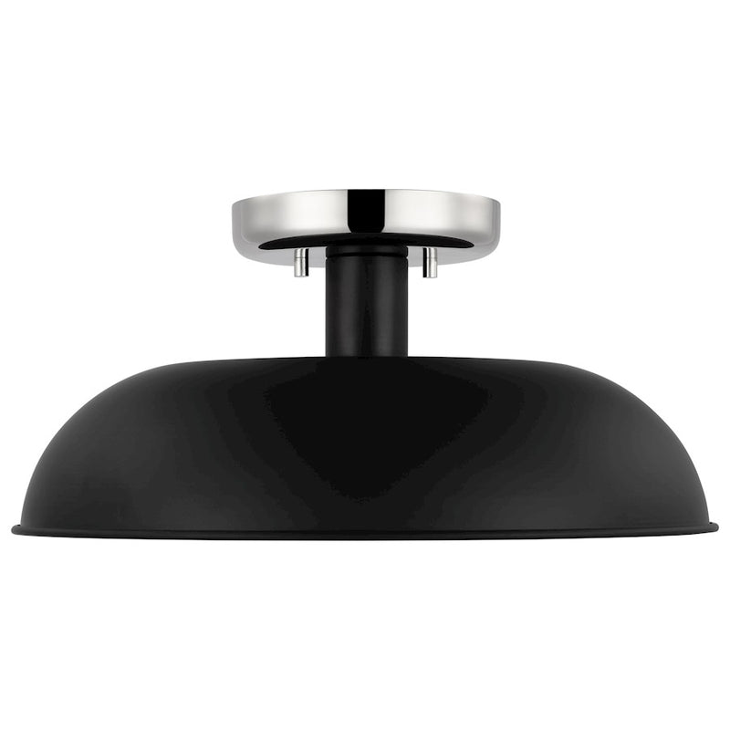 Nuvo Lighting Colony 15in 1-Light Flush Mount | Mid-Century Modern Matte Black and Polished Nickel | Hallway & Bedroom Entryway | 15 x 15 | Model 60-7492