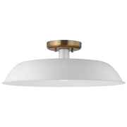 Nuvo Lighting Colony 20in 1-Light Flush Mount | Mid-Century Matte White and Burnished Brass | Entryway & Hallway | 20 x 20 x 7 in | Model 60-7493