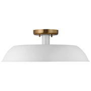 Nuvo Lighting Colony 20in 1-Light Flush Mount | Mid-Century Matte White and Burnished Brass | Entryway & Hallway | 20 x 20 x 7 in | Model 60-7493