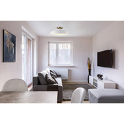 Nuvo Lighting Colony 20in 1-Light Flush Mount | Mid-Century Matte White and Burnished Brass | Entryway & Hallway | 20 x 20 x 7 in | Model 60-7493