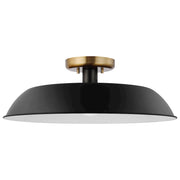 Nuvo Lighting Colony 20in 1-Light Medium Flush Mount | Mid-Century Matte Black and Burnished Brass Metal | Entryway, Hallway & Bedroom | Model 60-7494