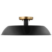 Nuvo Lighting Colony 20in 1-Light Medium Flush Mount | Mid-Century Matte Black and Burnished Brass Metal | Entryway, Hallway & Bedroom | Model 60-7494