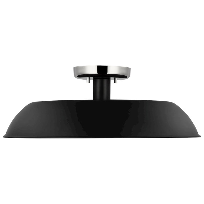 Nuvo Lighting Colony 20in 1-Light Flush Mount | Mid-Century Modern Matte Black and Polished Nickel Metal | Entryway, Hallway & Bedroom | Model 60-7495