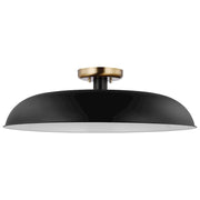 Nuvo Lighting Colony 24in 1-Light Flush Mount | Mid-Century Modern Matte Black and Burnished Brass Metal | Entryway & Hallway | 24 x 24 x | Model 60-7497
