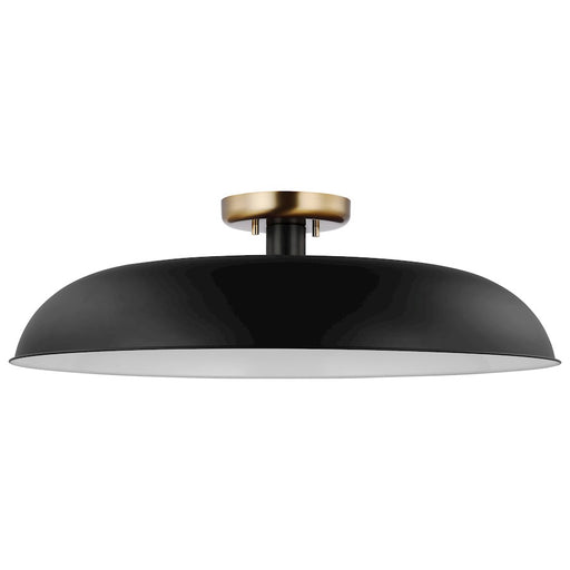 Nuvo Lighting Colony 24in 1-Light Flush Mount | Mid-Century Modern Matte Black and Burnished Brass Metal | Entryway & Hallway | 24 x 24 x | Model 60-7497