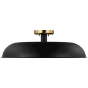Nuvo Lighting Colony 24in 1-Light Flush Mount | Mid-Century Modern Matte Black and Burnished Brass Metal | Entryway & Hallway | 24 x 24 x | Model 60-7497