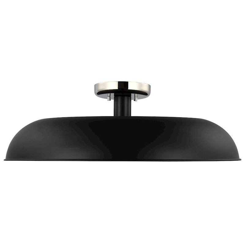 Nuvo Lighting Colony 24in 1-Light Flush Mount | Mid-Century Modern Matte Black and Polished Nickel | Entryway & Hallway | 24 x 24 x 8 in | Model 60-7498