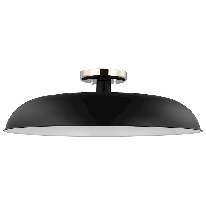 Nuvo Lighting Colony 24in 1-Light Flush Mount | Mid-Century Modern Matte Black and Polished Nickel | Entryway & Hallway | 24 x 24 x 8 in | Model 60-7498