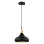 Nuvo Lighting Phoenix 10in 1-Light Small Pendant | Mid-Century Modern Matte Black and Burnished Brass with White Interior | Kitchen Island | Model 60-7511