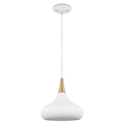 Nuvo Lighting Phoenix 10in 1-Light Small Pendant | Mid-Century Matte White and Burnished Brass | Kitchen Island & Dining Room | 10 x 10 x | Model 60-7512