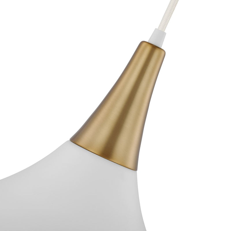 Nuvo Lighting Phoenix 10in 1-Light Small Pendant | Mid-Century Matte White and Burnished Brass | Kitchen Island & Dining Room | 10 x 10 x | Model 60-7512
