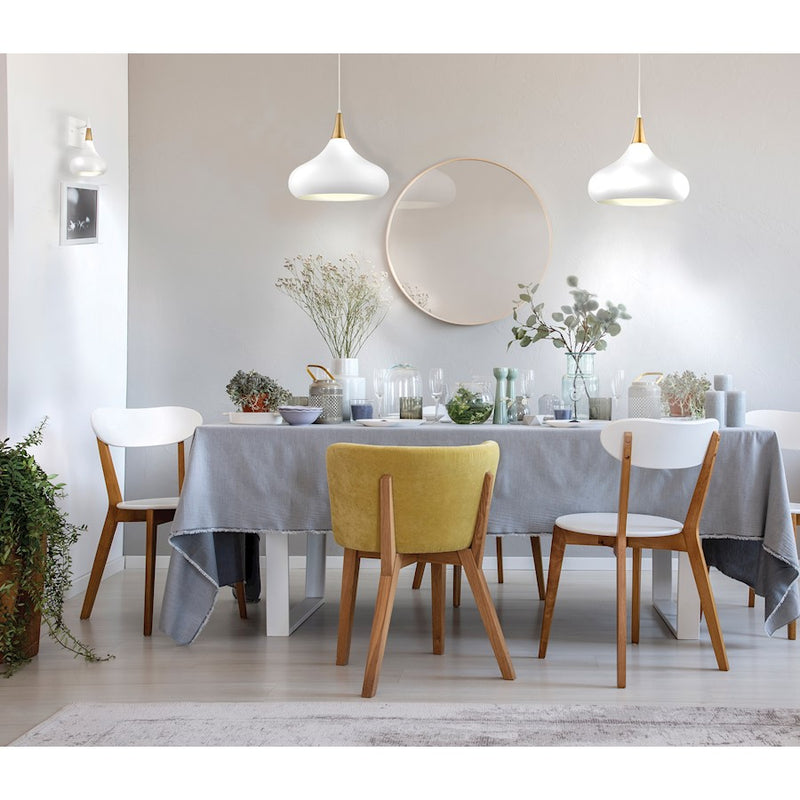 Nuvo Lighting Phoenix 10in 1-Light Small Pendant | Mid-Century Matte White and Burnished Brass | Kitchen Island & Dining Room | 10 x 10 x | Model 60-7512