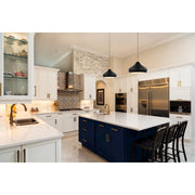 Nuvo Lighting Phoenix 14in 1-Light Medium Pendant | Mid-Century Modern Matte Black and Burnished Brass with White Interior | Kitchen | Model 60-7514