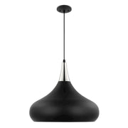 Nuvo Lighting Phoenix 18in 1-Light Large Pendant | Mid-Century Matte Black and Polished Nickel White Interior | Kitchen Island & Dining | Model 60-7516